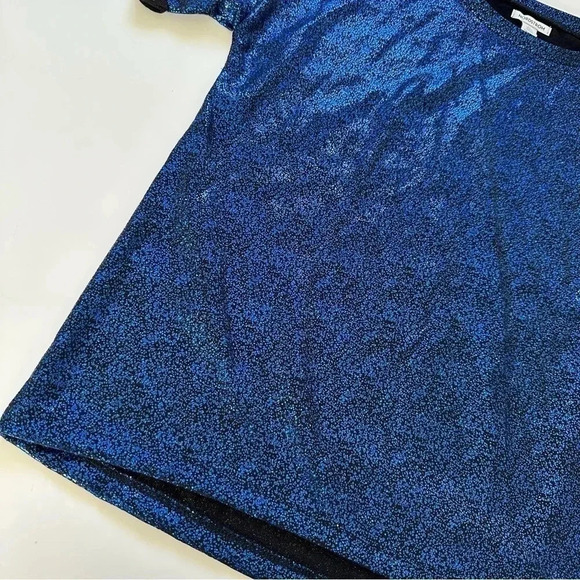 Nordstrom Kids XL 14/16 Crew Neck Short Sleeve Pull Over Shimmer T‎ Shirt Blue - Picture 2 of 6